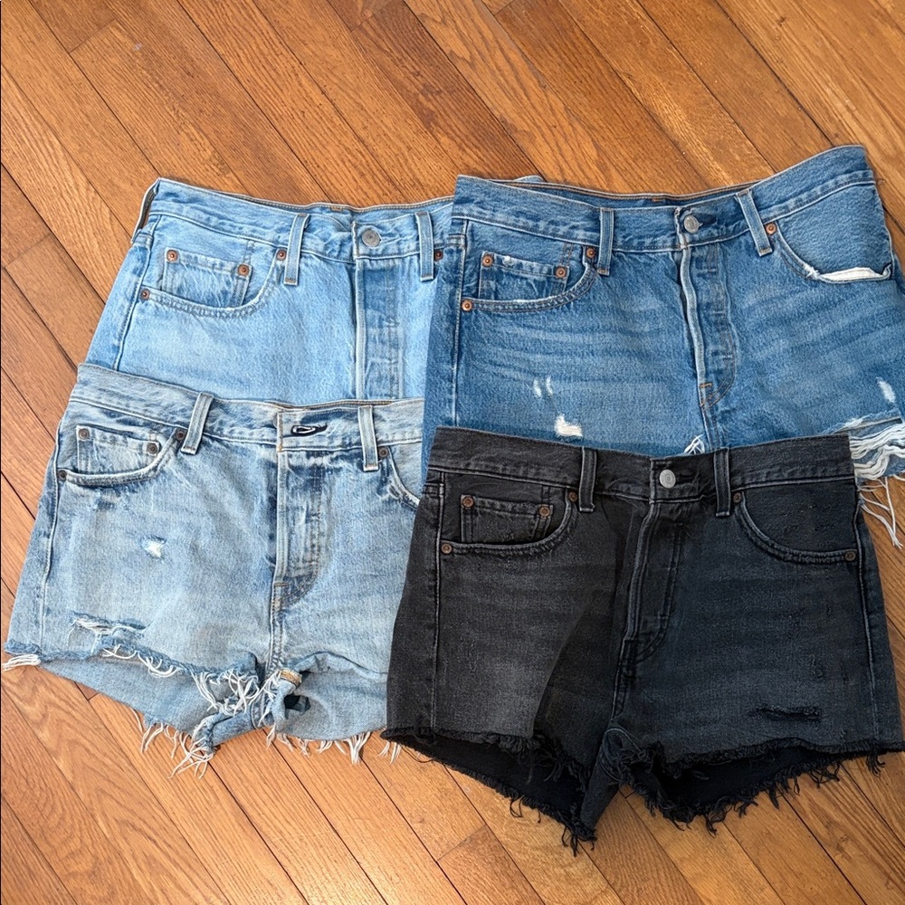 Levi's Women's Denim Shorts Pack — Light Blue, Medium Blue & Black